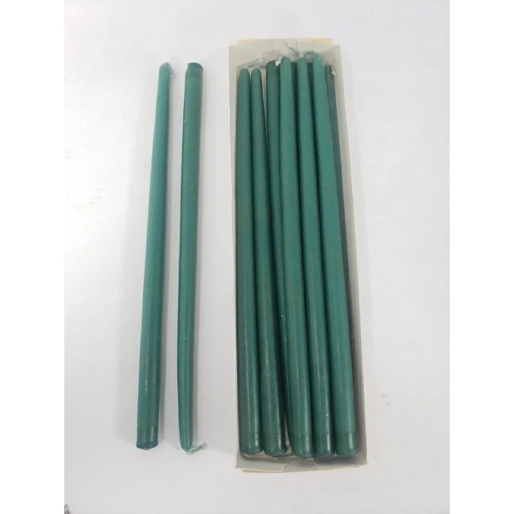 Vtg Hallmark Green Hostess Taper Candles Dark Green New Old Stock 1970s QTY: 11